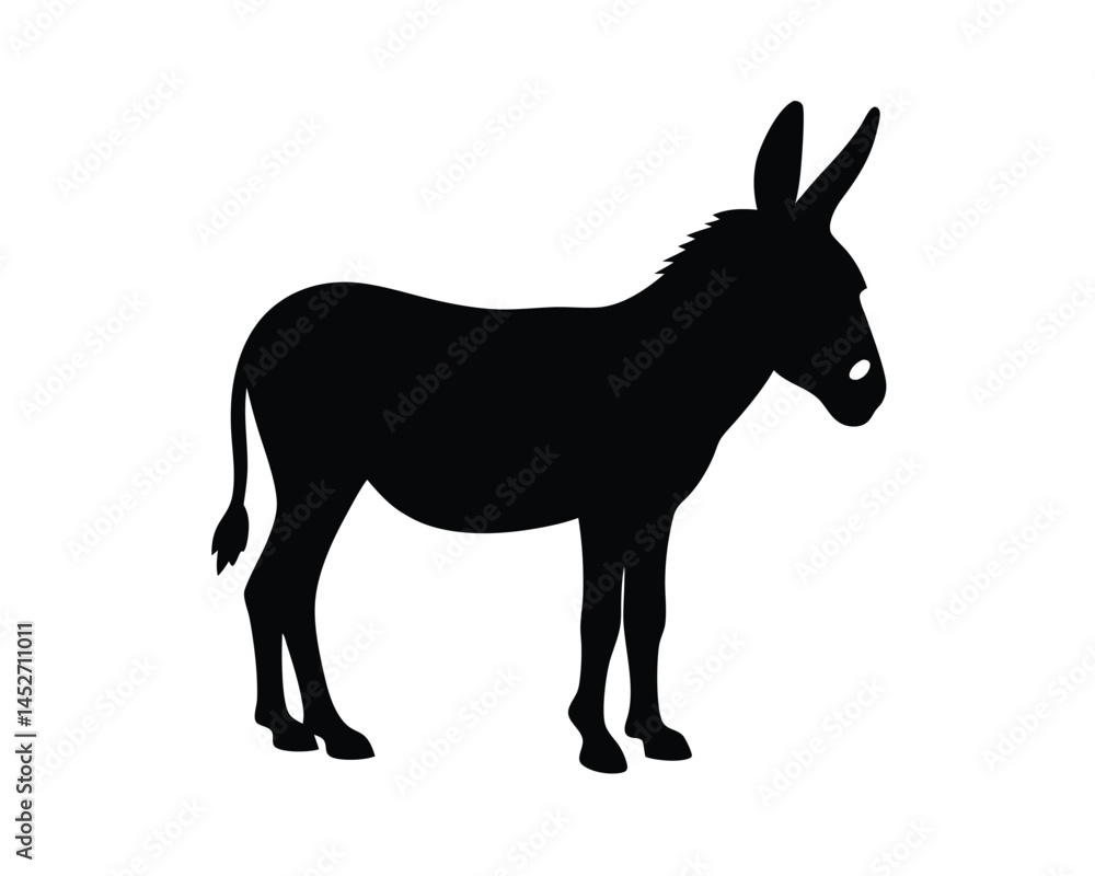 Vector silhouette of a donkey standing isolated on a white background Vector silhouette of a donkey standing isolated on a white background