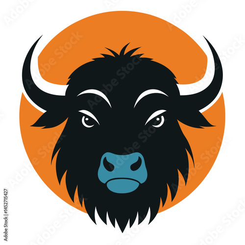 Buffalo Head Silhouette on Vintage Retro Background Vector

