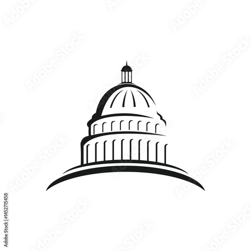 US Capitol dome vector logo black and white	