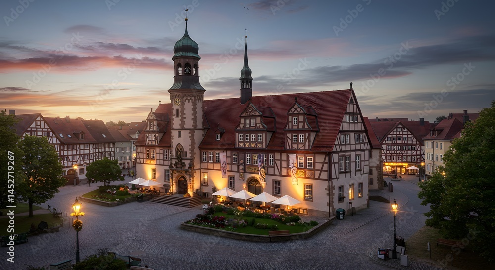 Fototapeta premium Historic German Building at Dusk