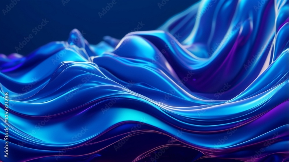 Fototapeta premium Vibrant Blue Abstract Background with Flowing Waves and Light Effects for Business Designs.