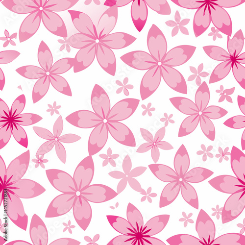 seamless Japanese sakura petal pattern, soft pink on white background, delicate traditional floral wagara style, vector illustration
