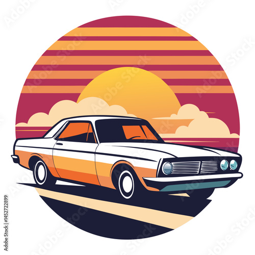 Beach Buggy on Retro Vintage Background – Off-Road Adventure SVG Design

