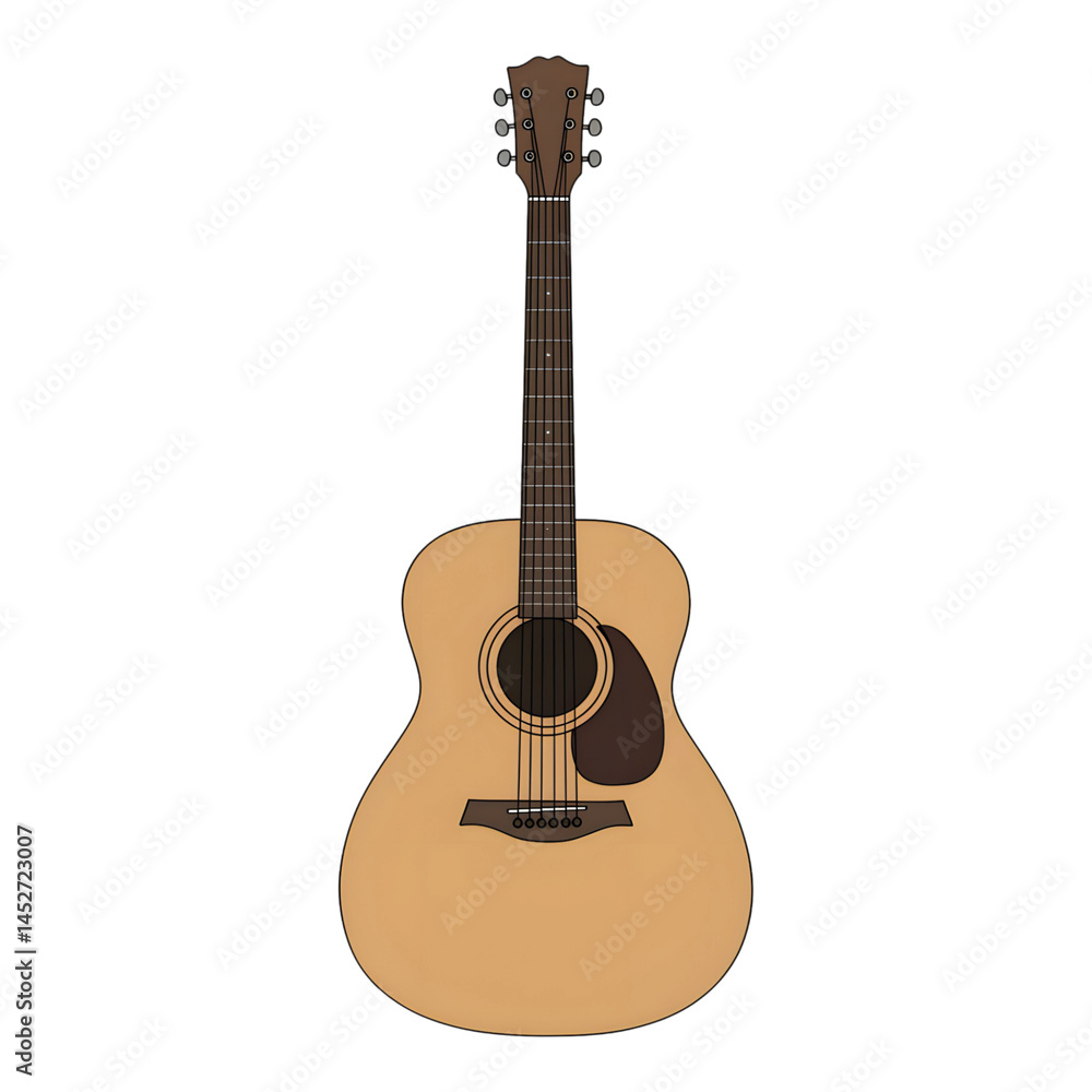 Obraz premium Acoustic guitar with a wooden finish.
