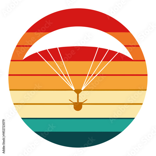 Paramotor on Vintage Background – Retro Powered Paragliding Vector Illustration