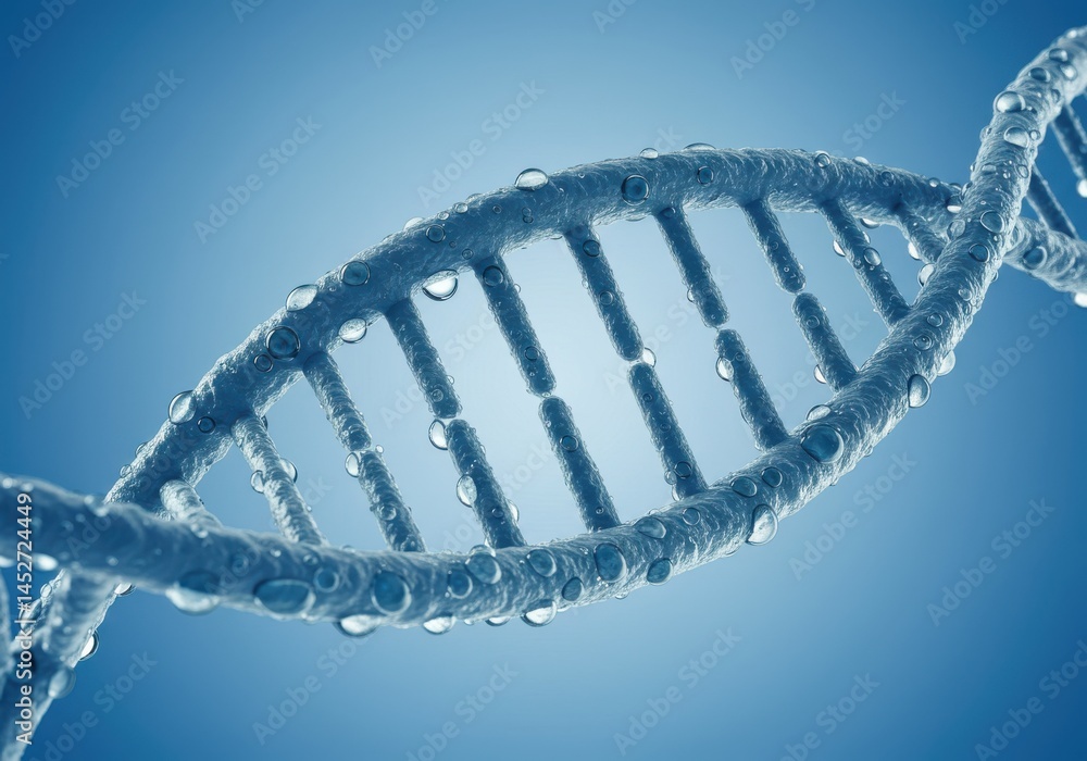 Dna strand with water droplets view Dna strand with water droplets view