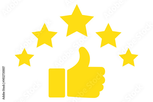 customer review icon, quality rating, feedback, five stars line symbol on white background - editable stroke vector illustration eps10.