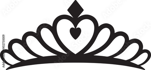 Princes tiara crown or royal diadem line art vector icon for apps and websites