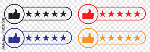 customer review icon, quality rating, feedback, five stars line symbol on white background - editable stroke vector illustration eps10.