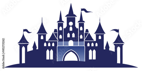 Majestic Castle Silhouette: A grand and majestic castle silhouette stands tall against the sky, evoking a sense of history, fantasy, and architectural grandeur.