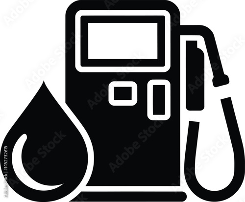 Fuel Pump Icon – Gas Station Silhouette with Fuel Drop Symbol, Black Vector Illustration for Petrol, Diesel, Gasoline, Energy, Oil, Transportation, Automotive Infographic and App Interface Design

