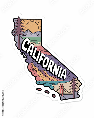 California State Map Illustration Travel Destination Design Graphic