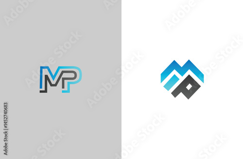 MP or PM Letter Initial Logo Design Icon Vector Template.