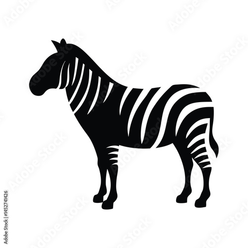 Vector silhouette of a zebra in profile view with stripes