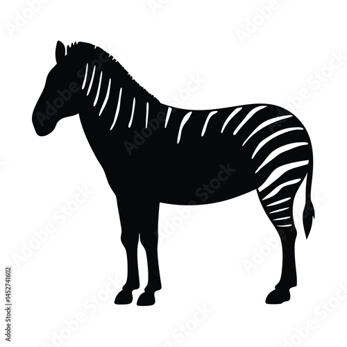 Vector silhouette of a zebra in profile view with stripes