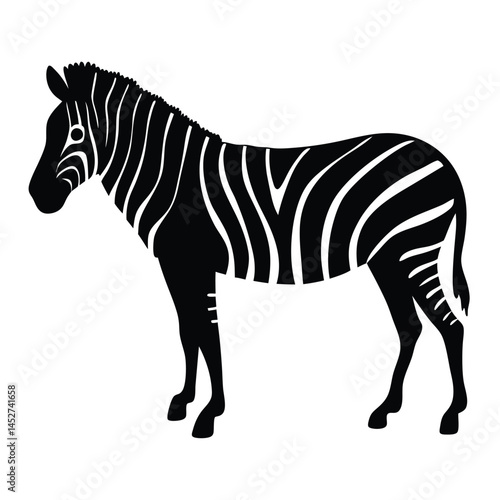 Vector silhouette of a zebra in profile view with stripes