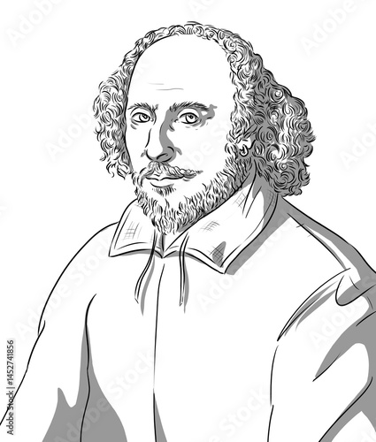 Portrait of William Shakespeare,  1564-1616, famous author and dramatist