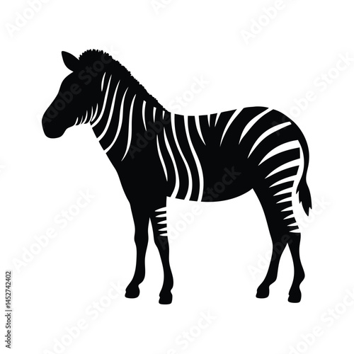 Vector silhouette of a zebra in profile view with stripes