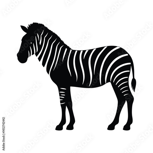 Vector silhouette of a zebra in profile view with stripes