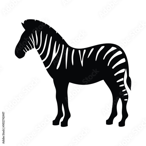 Vector silhouette of a zebra in profile view with stripes