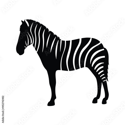 Vector silhouette of a zebra in profile view with stripes