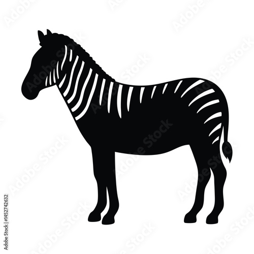 Vector silhouette of a zebra in profile view with stripes