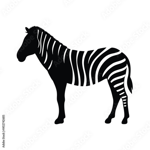 Vector silhouette of a zebra in profile view with stripes