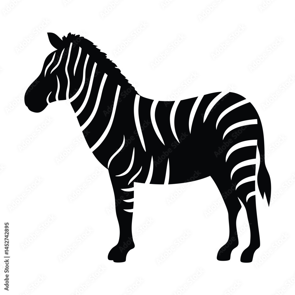 Obraz premium Vector silhouette of a zebra in profile view with stripes