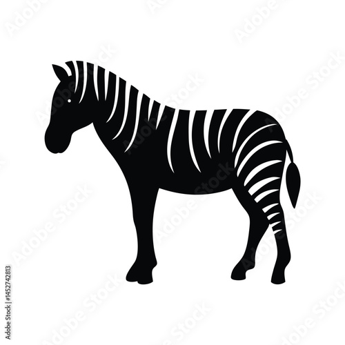 Vector silhouette of a zebra in profile view with stripes