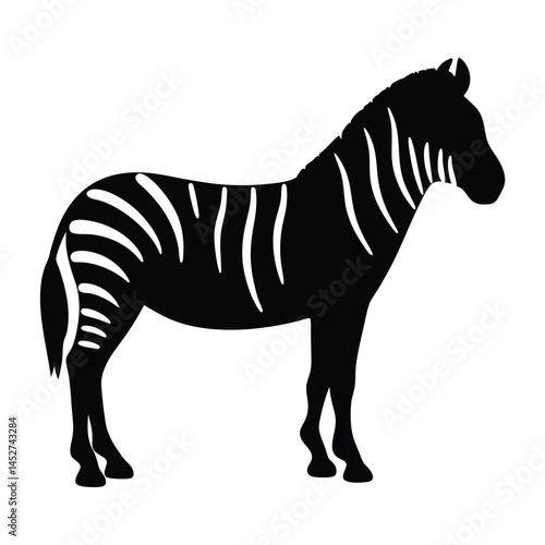 Vector silhouette of a zebra in profile view with stripes