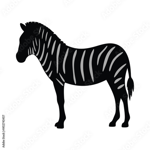 Vector silhouette of a zebra in profile view with stripes