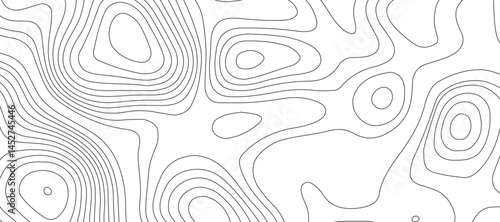 Abstract topographic contour map and geographic mountain relief background design .topography contour map white wave paper and curve black color lines vector background .