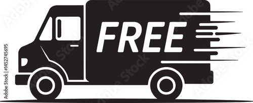 Fast & free shipping delivery truck flat icon for apps and websites