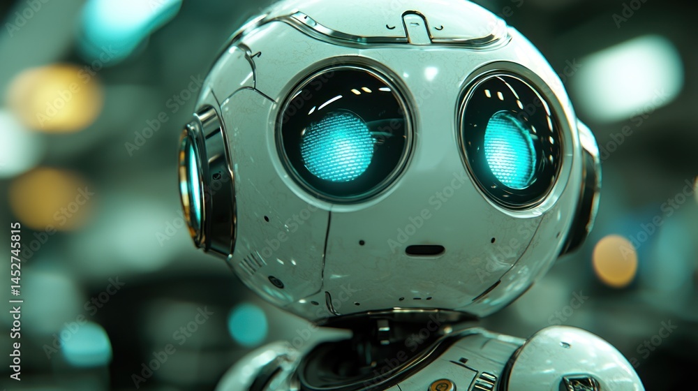 Fototapeta premium Futuristic white robot head