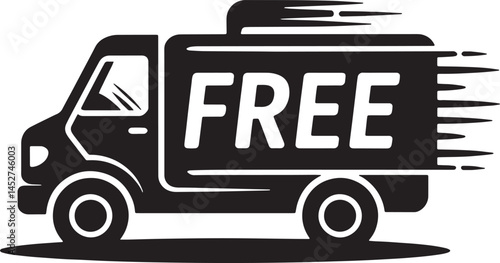 Fast & free shipping delivery truck flat icon for apps and websites