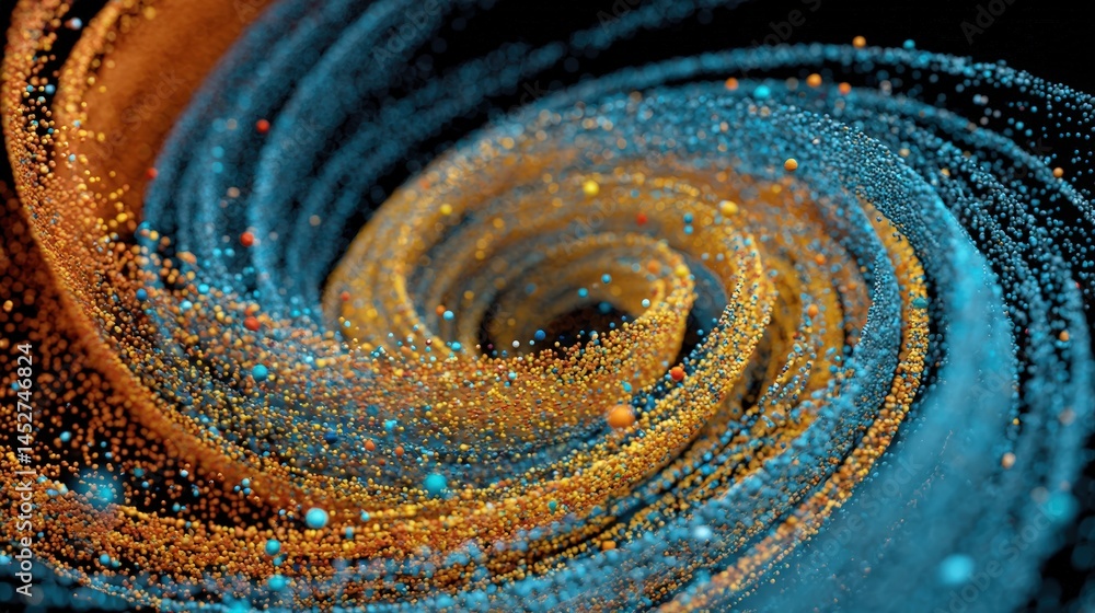 Vivid Abstract Swirl of Blue and Orange Particles Vivid Abstract Swirl of Blue and Orange Particles