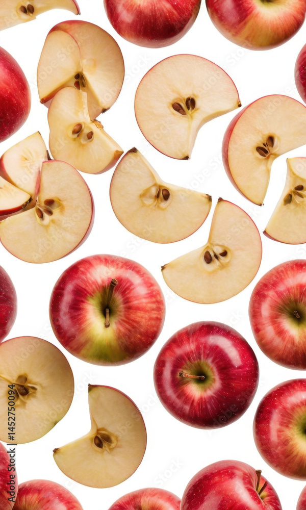 A basket filled with cut apples in halves, suitable for various uses such as cooking or decoration