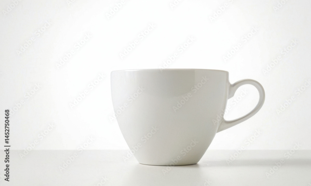 A single white coffee cup sitting on a table