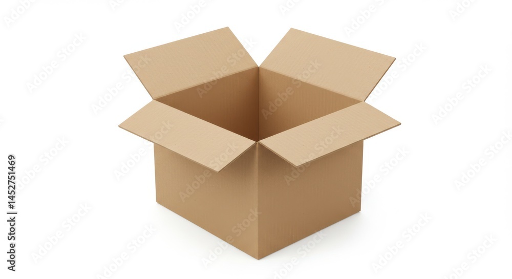 3D Open corrugated cardboard box isolated on white background 3D Open corrugated cardboard box isolated on white background