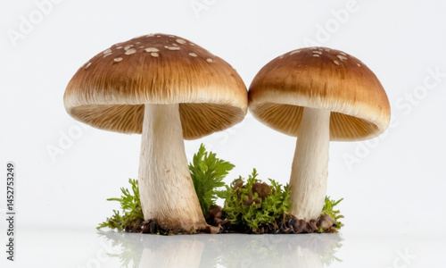 Obraz na płótnie A pair of mushrooms sitting on a clean, white surface w salonie