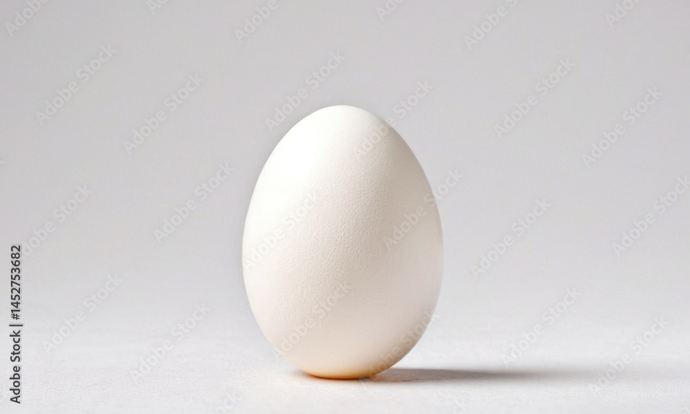 A single white egg perched on the edge of a table, ready for use or observation