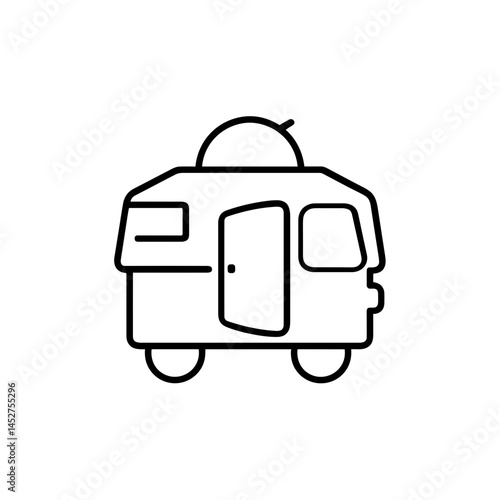 Minimalist line art illustration of a food truck  