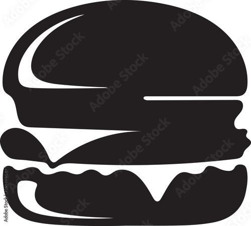 Black and White Graphic Burger Fast Food Illustration