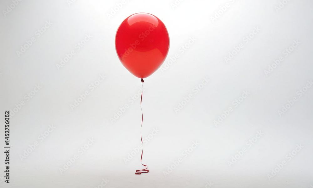 A red balloon floating in the air with a string attached, suitable for use in illustrations about childhood, adventure or whimsy A red balloon floating in the air with a string attached, suitable for use in illustrations about childhood, adventure or whimsy