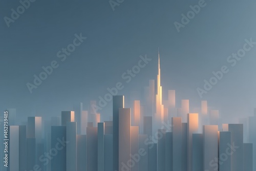 futuristic abstract design featuring iconic skyline of dubai in minimalist style with ample copy space