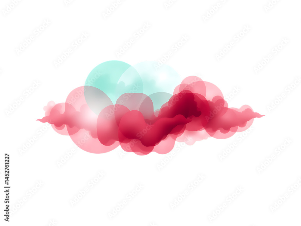 Abstract Pink and Teal Cloud with Bubbles on Transparent Background Abstract Pink and Teal Cloud with Bubbles on Transparent Background