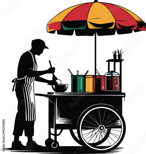 Colorful Street Food Vendor Shawarma Grill Illustration