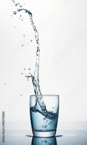 Obraz na płótnie A glass filled with water with a splash flowing out, great for illustrations about hydration or refreshment w salonie