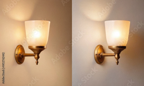 A pair of lights mounted on a wall, great for interior or exterior use