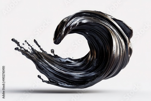 A splash of thick black liquid shilajit on white background, Dynamic splash of pure black shilajit resin, Pure himalayan salajeet splash, Liquid shilajit splash, Salajeet mineral splash,Easy to Cutout